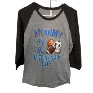 Sports Theme Mommy of the Birthday Boy Party Shirt Size Medium Football Soccer